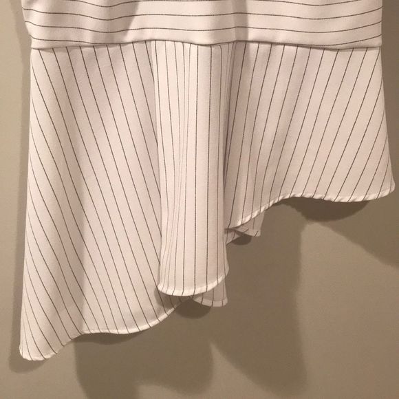 ELLE Asymmetrical Striped Sleeveless Peplum Top - Picture 2 of 10